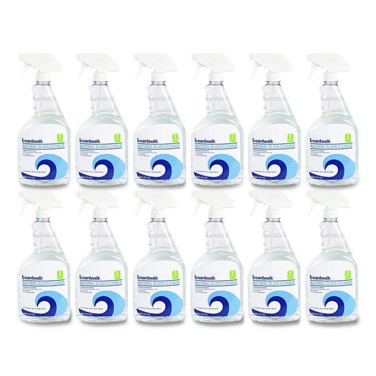 Natural Glass Cleaner, Unscented, 32 oz Trigger Spray Bottle, 12/Carton