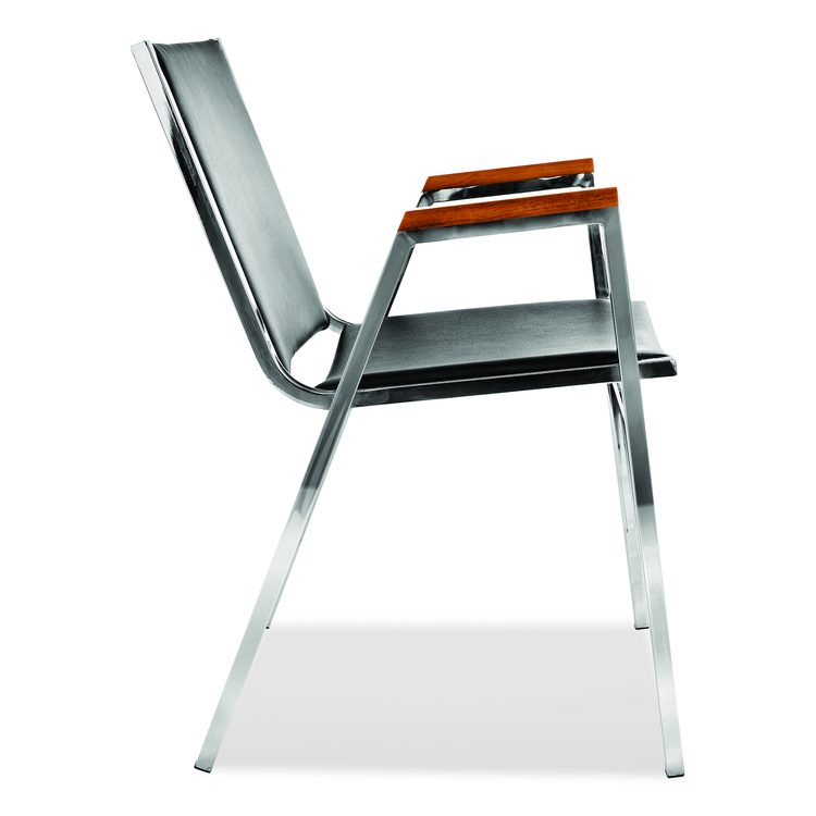 Vinyl Chrome Frame Stackable Office Chair, 16.5 x 22 x 32, Black Seat, Black Back, Chrome Base