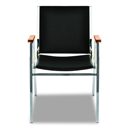 Vinyl Chrome Frame Stackable Office Chair, 16.5 x 22 x 32, Black Seat, Black Back, Chrome Base