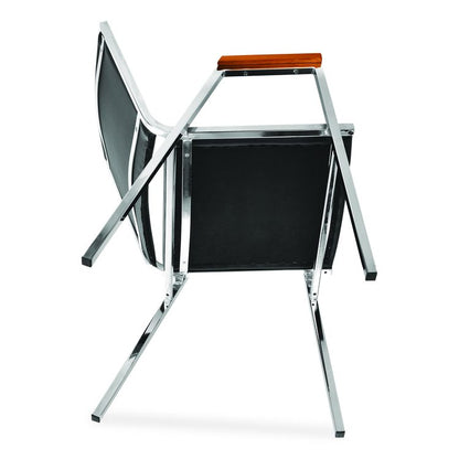 Vinyl Chrome Frame Stackable Office Chair, 16.5 x 22 x 32, Black Seat, Black Back, Chrome Base