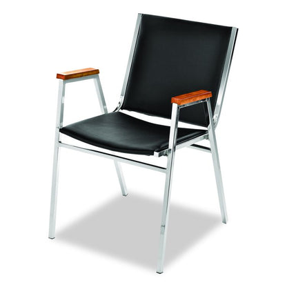 Vinyl Chrome Frame Stackable Office Chair, 16.5 x 22 x 32, Black Seat, Black Back, Chrome Base