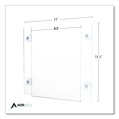 Clear Suction Acrylic Window Sign Holder, 8 x 11, Clear Frame, 2/Pack