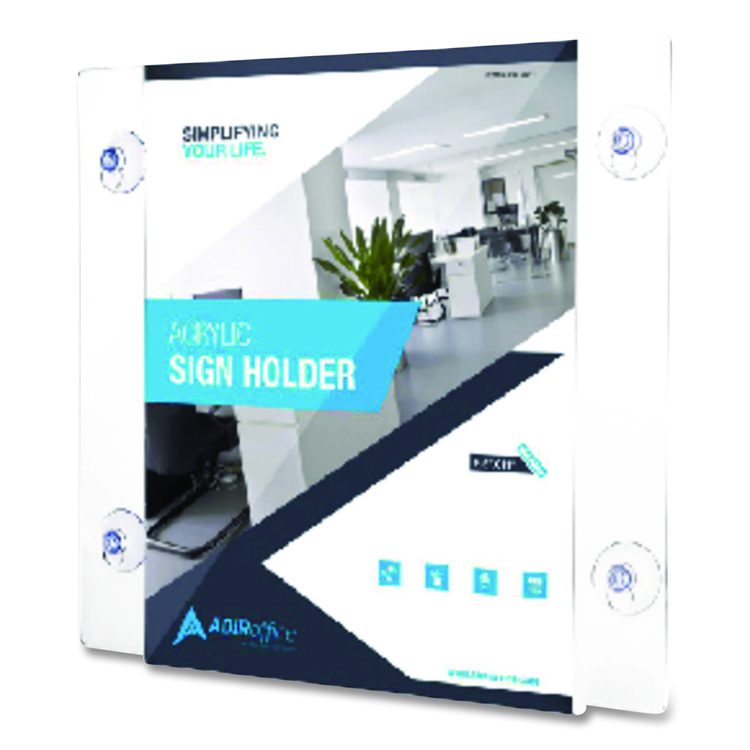 Clear Suction Acrylic Window Sign Holder, 8 x 11, Clear Frame, 2/Pack