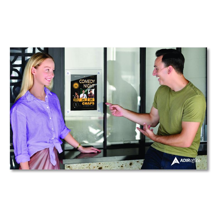 Clear Suction Acrylic Window Sign Holder, 8 x 11, Clear Frame, 6/Pack