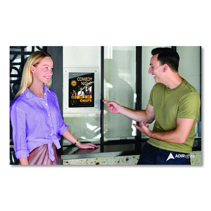 Clear Suction Acrylic Window Sign Holder, 8 x 11, Clear Frame, 6/Pack