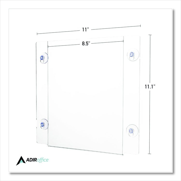 Clear Suction Acrylic Window Sign Holder, 8 x 11, Clear Frame, 6/Pack