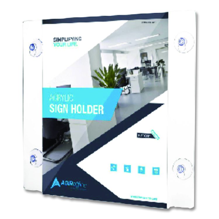 Clear Suction Acrylic Window Sign Holder, 8 x 11, Clear Frame, 6/Pack
