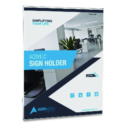 Wall Mount Side-Loading Acrylic Sign Holders, 8 x 11, Clear Frame, 6/Pack