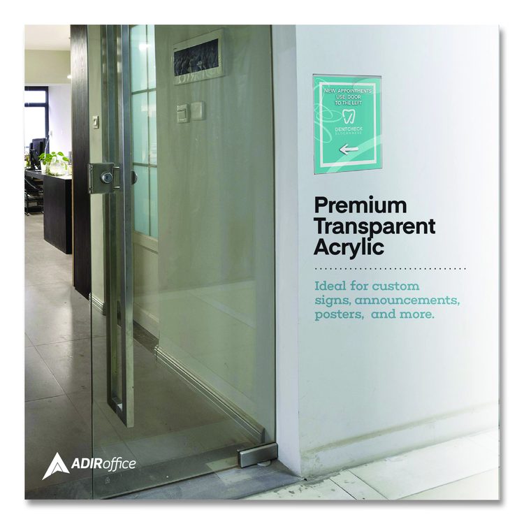 Wall Mount Side-Loading Acrylic Sign Holders, 8 x 11, Clear Frame, 6/Pack