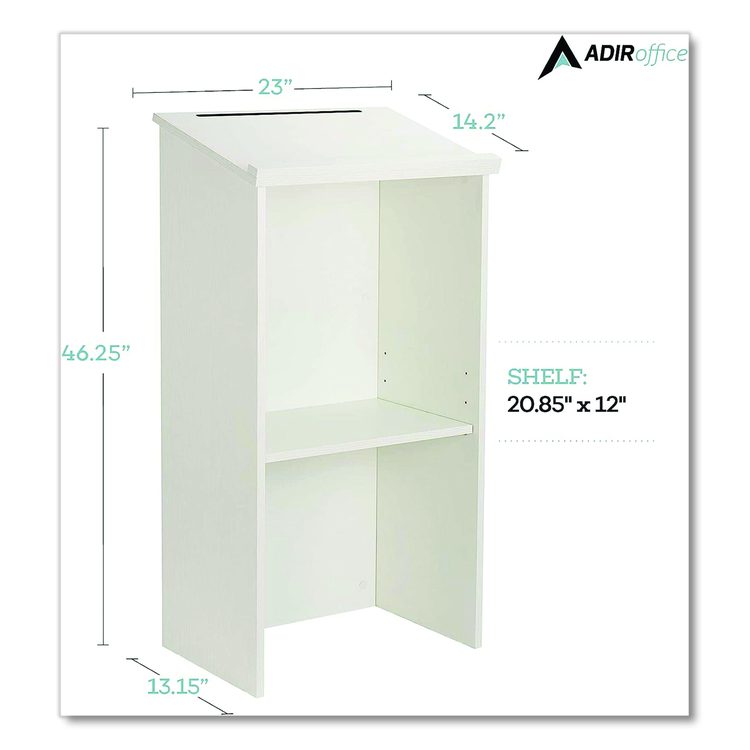 Wood Stand-up Podium Lectern Speaker Stand, 23 x 15 x 45.8, White