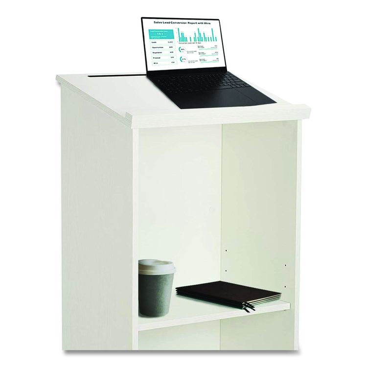 Wood Stand-up Podium Lectern Speaker Stand, 23 x 15 x 45.8, White