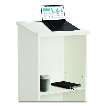 Wood Stand-up Podium Lectern Speaker Stand, 23 x 15 x 45.8, White