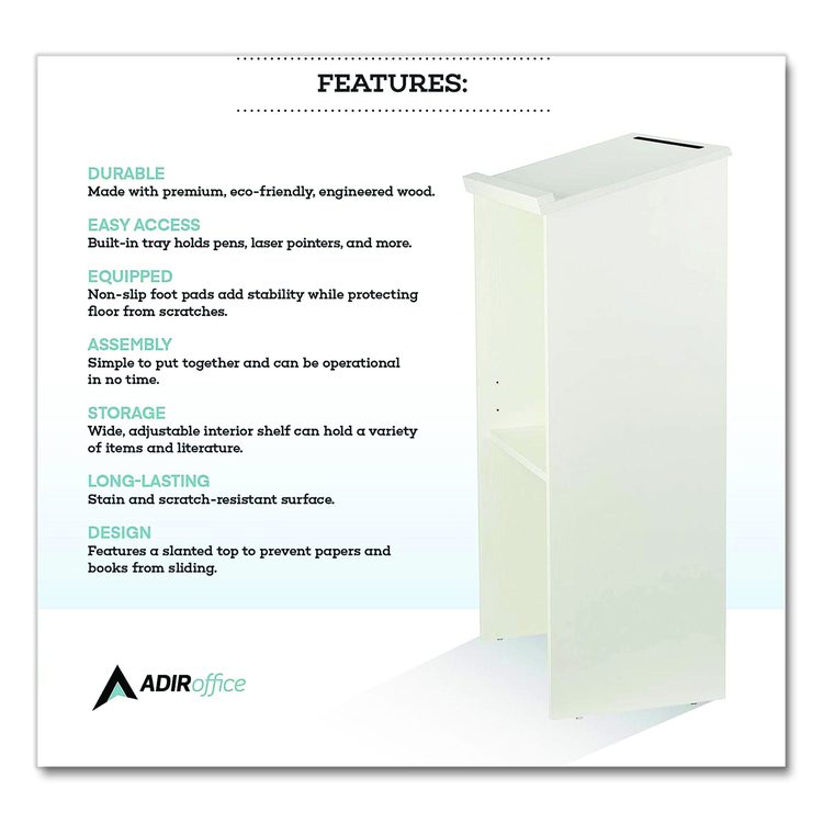 Wood Stand-up Podium Lectern Speaker Stand, 23 x 15 x 45.8, White