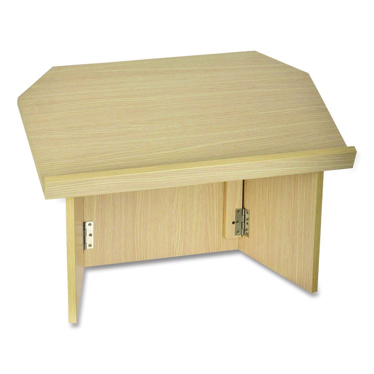 Foldable Tabletop Podium Lectern Speaker Stand, 27 x 16 x 19, Medium Oak