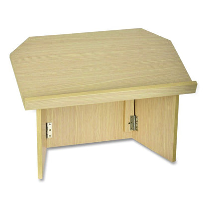 Foldable Tabletop Podium Lectern Speaker Stand, 27 x 16 x 19, Medium Oak
