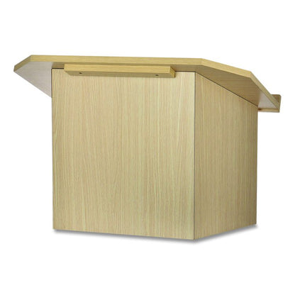 Foldable Tabletop Podium Lectern Speaker Stand, 27 x 16 x 19, Medium Oak