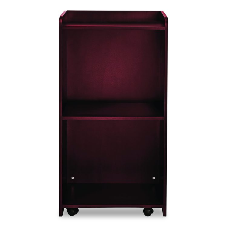 Wood Mobile Presentation Lectern Speaker Stand with Shelves, 22.44 x 16.53 x 45.98, Mahogany