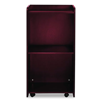 Wood Mobile Presentation Lectern Speaker Stand with Shelves, 22.44 x 16.53 x 45.98, Mahogany