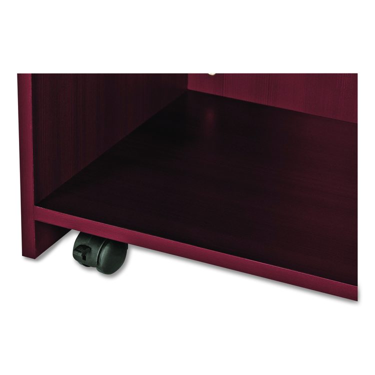 Wood Mobile Presentation Lectern Speaker Stand with Shelves, 22.44 x 16.53 x 45.98, Mahogany