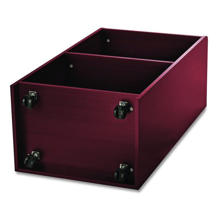 Wood Mobile Presentation Lectern Speaker Stand with Shelves, 22.44 x 16.53 x 45.98, Mahogany