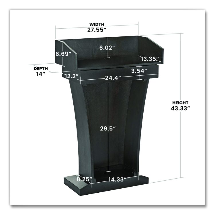 Wood Stand-Up Podium Lectern Speaker Stand with Drawer and Storage Area, 27.55 x 14 x 43.3, Black
