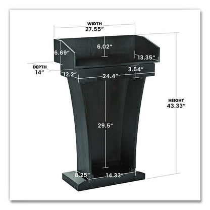 Wood Stand-Up Podium Lectern Speaker Stand with Drawer and Storage Area, 27.55 x 14 x 43.3, Black