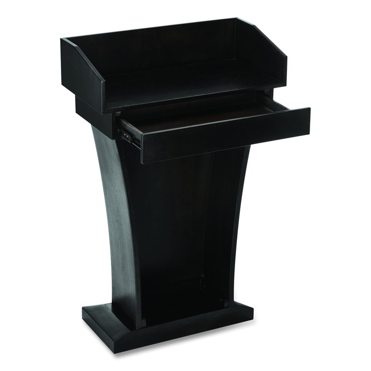 Wood Stand-Up Podium Lectern Speaker Stand with Drawer and Storage Area, 27.55 x 14 x 43.3, Black