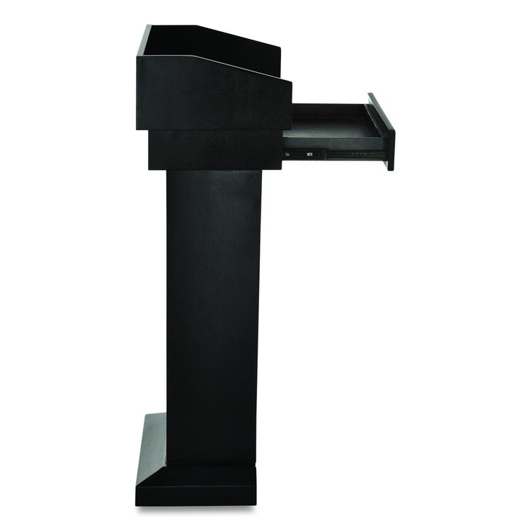 Wood Stand-Up Podium Lectern Speaker Stand with Drawer and Storage Area, 27.55 x 14 x 43.3, Black