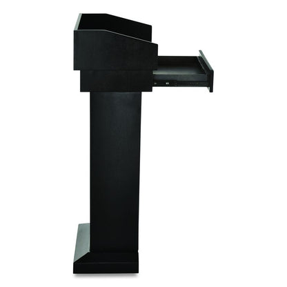Wood Stand-Up Podium Lectern Speaker Stand with Drawer and Storage Area, 27.55 x 14 x 43.3, Black