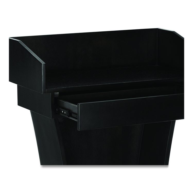 Wood Stand-Up Podium Lectern Speaker Stand with Drawer and Storage Area, 27.55 x 14 x 43.3, Black