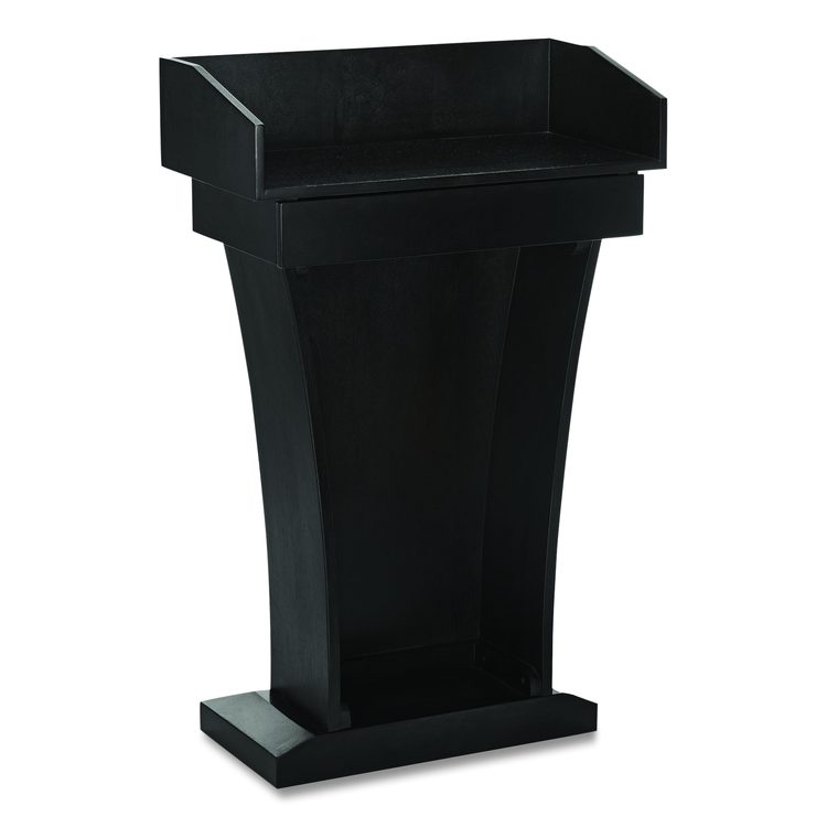 Wood Stand-Up Podium Lectern Speaker Stand with Drawer and Storage Area, 27.55 x 14 x 43.3, Black