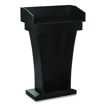 Wood Stand-Up Podium Lectern Speaker Stand with Drawer and Storage Area, 27.55 x 14 x 43.3, Black