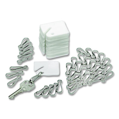 Plastic Identification Key Tags, White, 100/Pack
