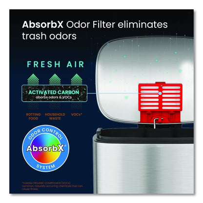 Fire-Resistant Step Pedal Trash Can, 8 gal, Plastic/Stainless Steel, Silver