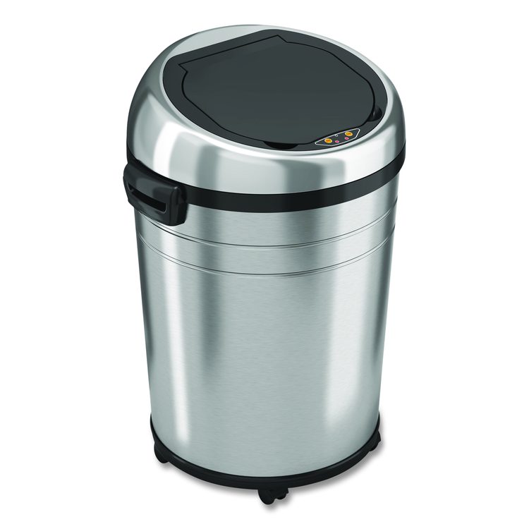 Extra-Large Sensor Trash Can with Wheels, 18 gal, Plastic/Stainless Steel