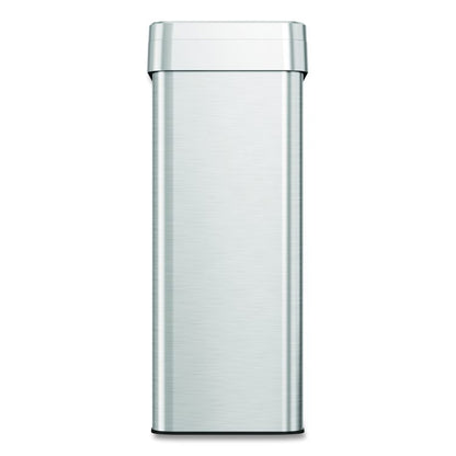 Open Top Trash Can, Rectangular, 18 gal, Plastic/Stainless Steel, Silver
