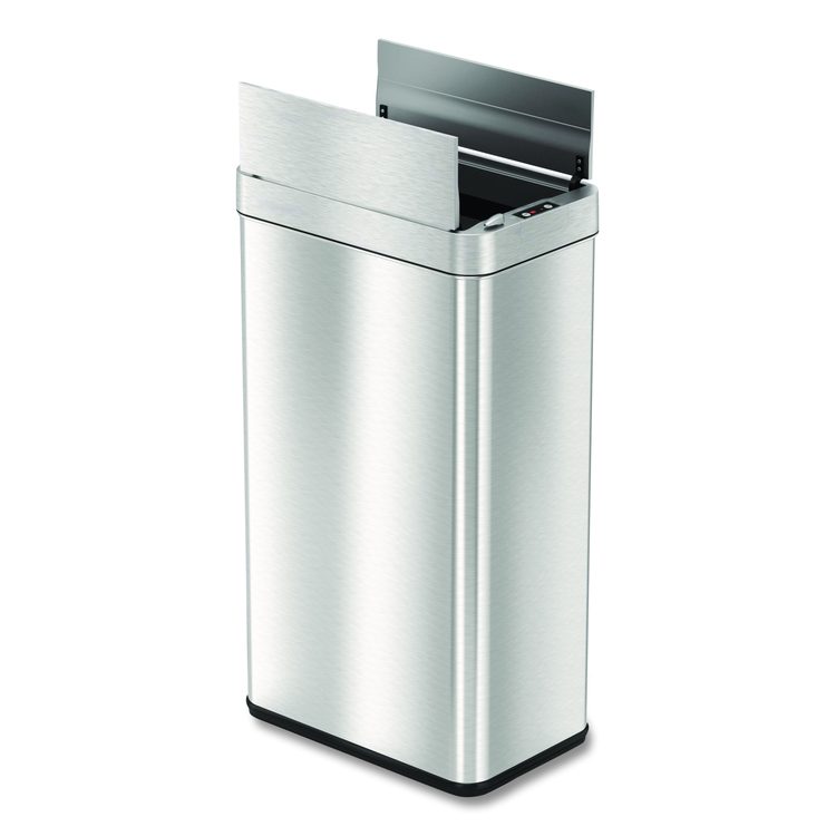 Wings Lid Sensor Trash Can, 18 gal, Plastic/Stainless Steel, Silver