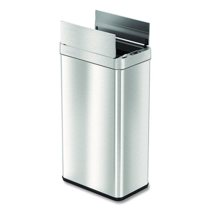 Wings Lid Sensor Trash Can, 18 gal, Plastic/Stainless Steel, Silver