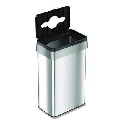 Open Top Trash Can with Color-Coded Lid, 21 gal, Plastic/Stainless Steel, Silver/Black