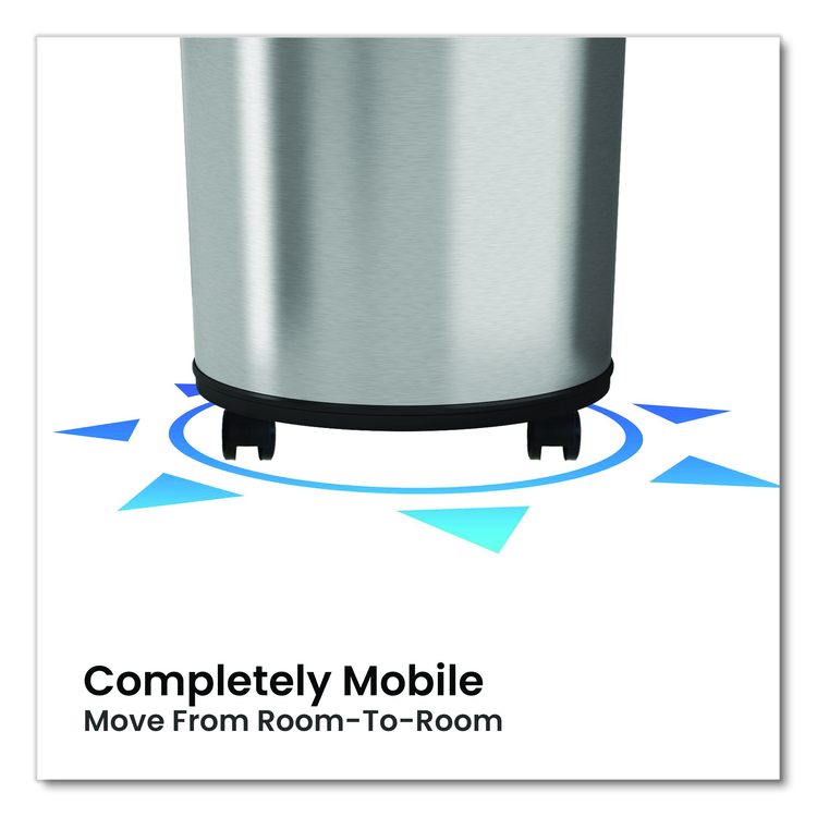 Extra-Large Sensor Trash Can with Wheels, 23 gal, Plastic/Stainless Steel, Silver/Black