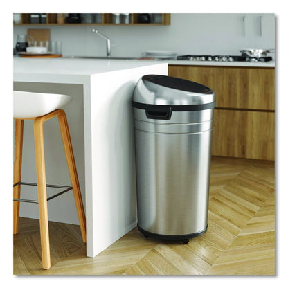 Extra-Large Sensor Trash Can with Wheels, 23 gal, Plastic/Stainless Steel, Silver/Black