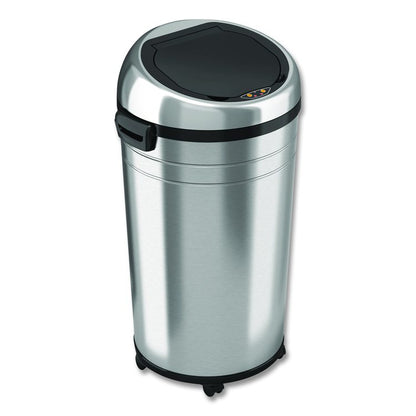 Extra-Large Sensor Trash Can with Wheels, 23 gal, Plastic/Stainless Steel, Silver/Black
