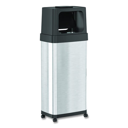 Dual Push Door Trash Can, 24 gal, Stainless Steel, Silver/Black