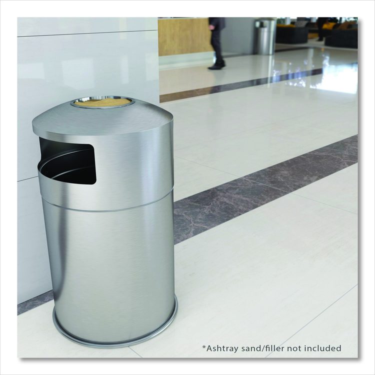 Extra-Large Dual Side-Entry Trash Can, Indoor, 50 gal, Stainless Steel, Silver