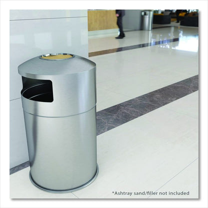 Extra-Large Dual Side-Entry Trash Can, Indoor, 50 gal, Stainless Steel, Silver