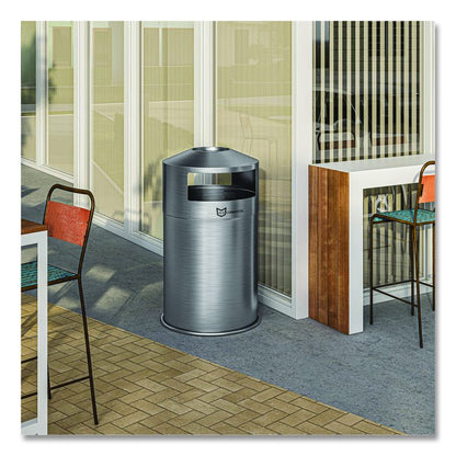 Extra-Large Dual Side-Entry Trash Can, Outdoor, 50 gal, Stainless Steel, Silver
