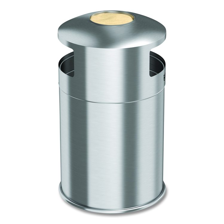 Extra-Large Dual Side-Entry Trash Can, Outdoor, 50 gal, Stainless Steel, Silver