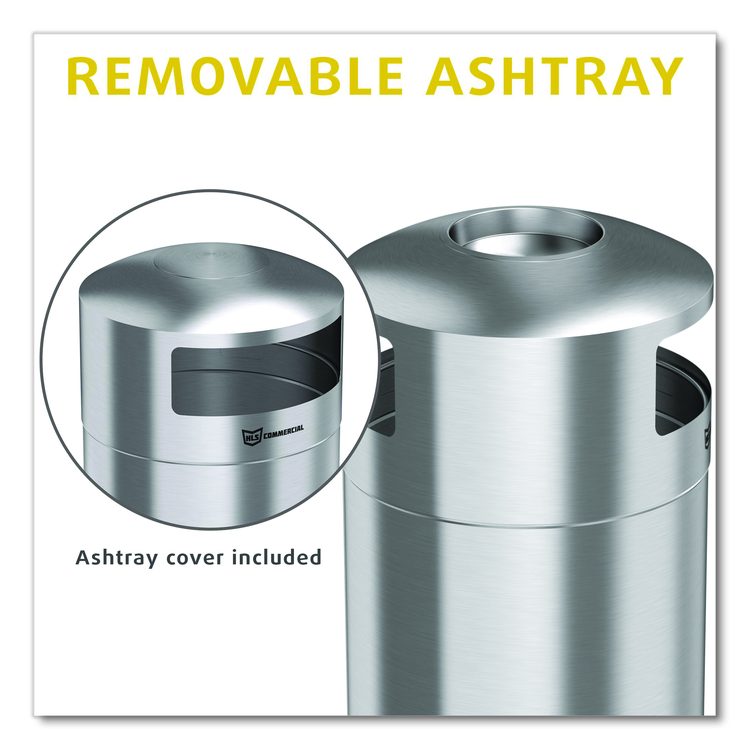 Extra-Large Dual Side-Entry Trash Can, Outdoor, 50 gal, Stainless Steel, Silver