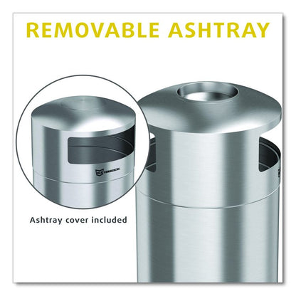 Extra-Large Dual Side-Entry Trash Can, Outdoor, 50 gal, Stainless Steel, Silver