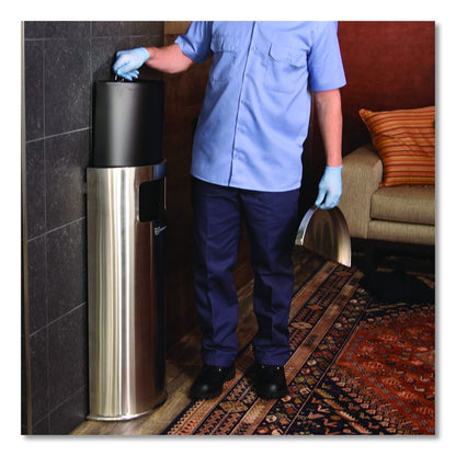 Side-Entry Trash Can with Wall Mount, 9 gal, Stainless Steel, Silver